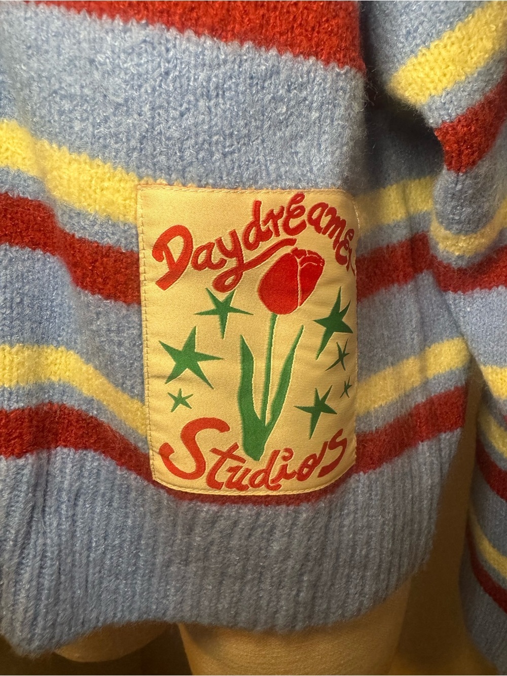 Daydreamer Stripe Boxy Knit Cardigan in Airey Blue Stripe NWT - Picture 5 of 9